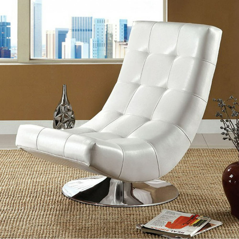 Contemporary Swivel Chair, White