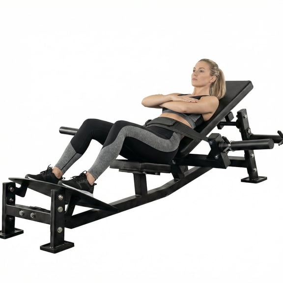 Riedhoff Hip Thrust Machine, Adjustable Footboard & Beltwand, with Weight Holder, Fit 2" Weight Plates, Black