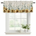thumbnail image 2 of 2 Pack Valances for Windows, Sunflower Window Valances for Living Room/Bedroom/Bathroom, Yellow Floral Pastoral Botanical Leaves Rustic Light Filtering Kitchen Curtain Valance 60"W x18" L, 2 of 9