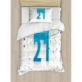 thumbnail image 3 of 21st Birthday Duvet Cover Set King Size, Party Festive Themed Happy Birthday Celebration Quote on Colorful Background, Decorative 3 Piece Bedding Set with 2 Pillow Shams, Multicolor, by Ambesonne, 3 of 3