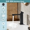 thumbnail image 6 of Wowkk Sanitary Ware Single Handle Bathroom Sink Faucet Modern SUS304 Stainless Steel Bathroom Faucet with Pop-up Drain and Water Supply Line, Faucets for Bathroom Vanity RV Sink, Matte Black, 6 of 10