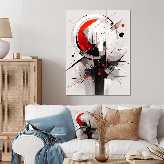 Designart "Multifaceted Whirls Red Black Fusion" Cubism Metal Wall Decor