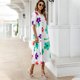 thumbnail image 4 of Puntoco Vestido Casual De Mujer Con Cuello Redondo Y Manga Corta Estampado Con Volantes Sueltos Vestido De Playa Con Mangas Abullonadas Vestido De Manga Corta Con Cuello Redondo Blanco Xxxl, 4 of 9