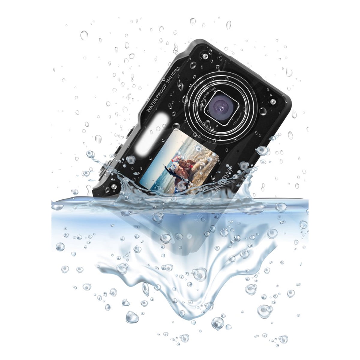 Konica Minolta MN60WP 48MP Waterproof Dual Screen Digital Camera, Black