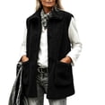 thumbnail image 5 of Staron Women's Sleeveless Vests for Women Casual Basic Collared Button Down Loose Fit Fall Winter Coat Jacket Vest, Black XL, 5 of 7