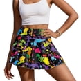 thumbnail image 2 of Xoenoiee Paint Splatter Print High Waisted Pleated Tennis Skirt with Pockets Athletic Golf Skorts for Women Casual Workout Built-in Shorts, L, 2 of 6
