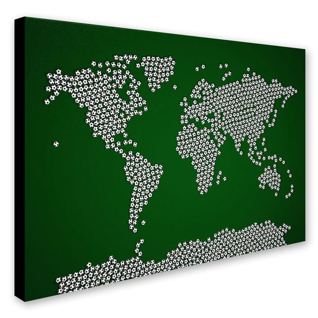 Trademark Art 'Soccer Balls World Map' Canvas Art by Michael Tompsett