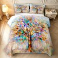 thumbnail image 2 of Homewish Watercolor Nature Tree Twin Quilt Set,Colorful Glass Twin Coverlet Set,Yellow Blue,Colorful Stars Reversible,2-Piece, 2 of 7