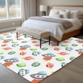 thumbnail image 5 of 5x8 Washable Area Rug, Cartoon Spacecraft Non-Slip Large Rectangle Rug for Living Room Dining Room, Green Red Planet Abstract Earth Indoor Floor Mat for Home Decor, 5 of 9