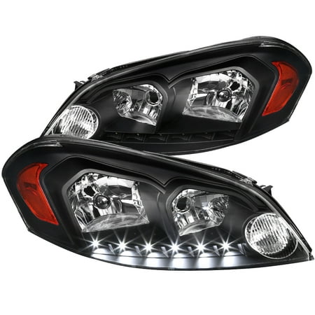 Chevy Impala Headlight Lamp - Spec-D Tuning For 2006-2013 Chevy Chevrolet Impala Limited Monte Carlo Black Clear Smd Led Headlights (Left+Right) 2006 2007 2008 2009 2010 2011 2012 2013