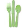 Lime Green Plastic Utensils Set for 8 Guests, 24 Pieces