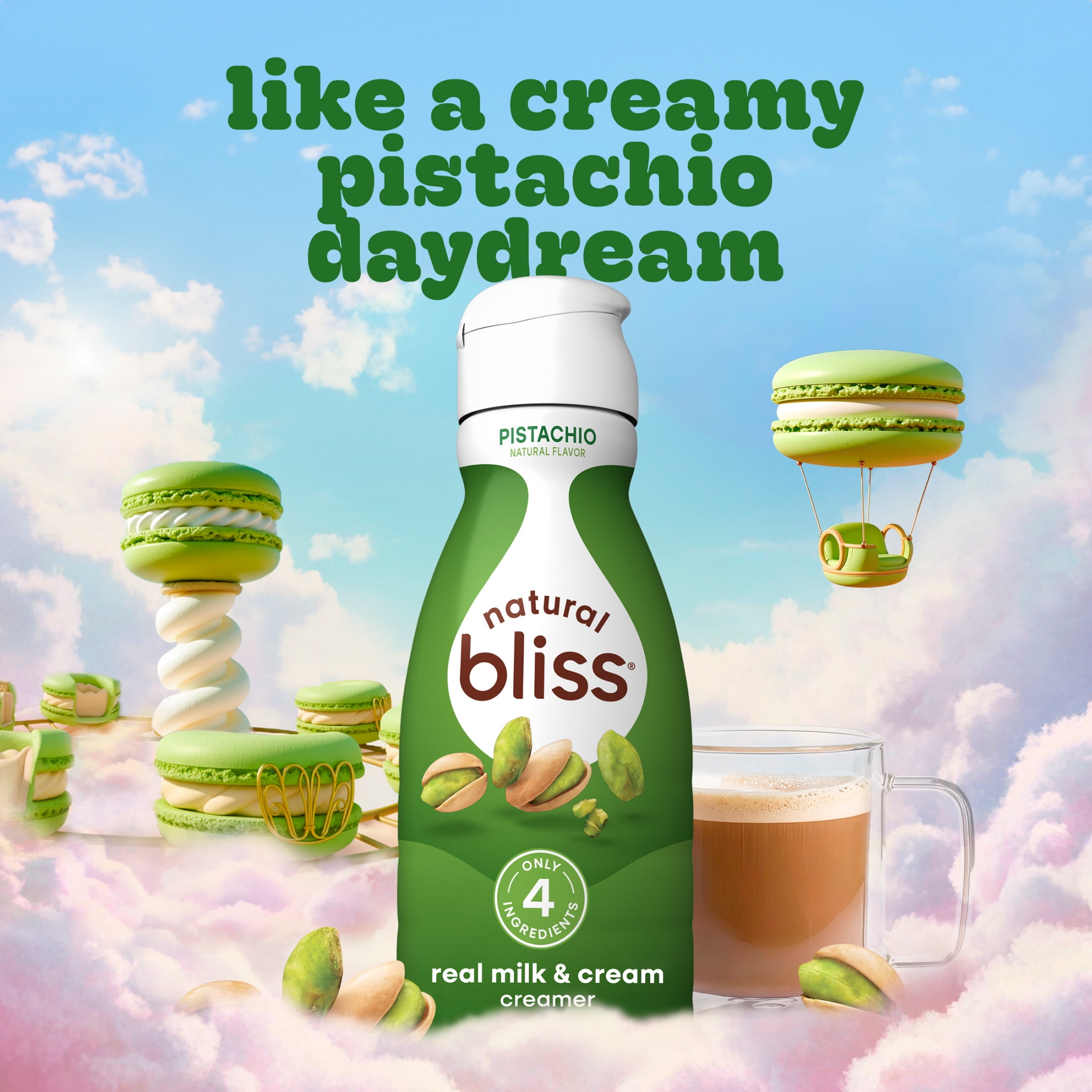 Coffee mate Natural Bliss Pistachio All Natural Liquid Coffee Creamer, 32 fl oz Bottle