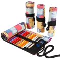 thumbnail image 1 of 1Pack 36/48/72 Slots Colored Pencil Wrap Pencils Roll Holder Coloring Pencils Organizer Holder Colored Pen Paint Brush Storage Pouch Portable for Artist Student (Color Patch, 48 Slots), 1 of 9
