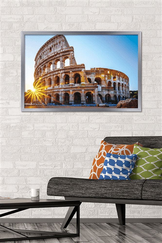 Timeless Visions - Roman Colosseum Wall Poster, 22.375" x 34", Framed