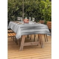 thumbnail image 4 of Grey Table Cloth Rectangle Outdoor Tablecloth, Modern Abstract Art Ombre Striped Waterproof Wrinkleproof Table Cover with Umbrella Hole and Zipper for Party/Dining/Patio/Wedding 60x120 Inch, 4 of 9