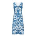thumbnail image 4 of Uaswgudfs ​Summer Dresses for Women 2025 Sleeveless V-Neck Midi Dress with All-Over Floral Embroidery – Casual Lightweight Sundress Blue XXL, 4 of 5