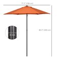 thumbnail image 3 of Outsunny 6.6FT Patio Umbrella, Outdoor Parasol with 6 Solid Ribs, Orange, 3 of 10