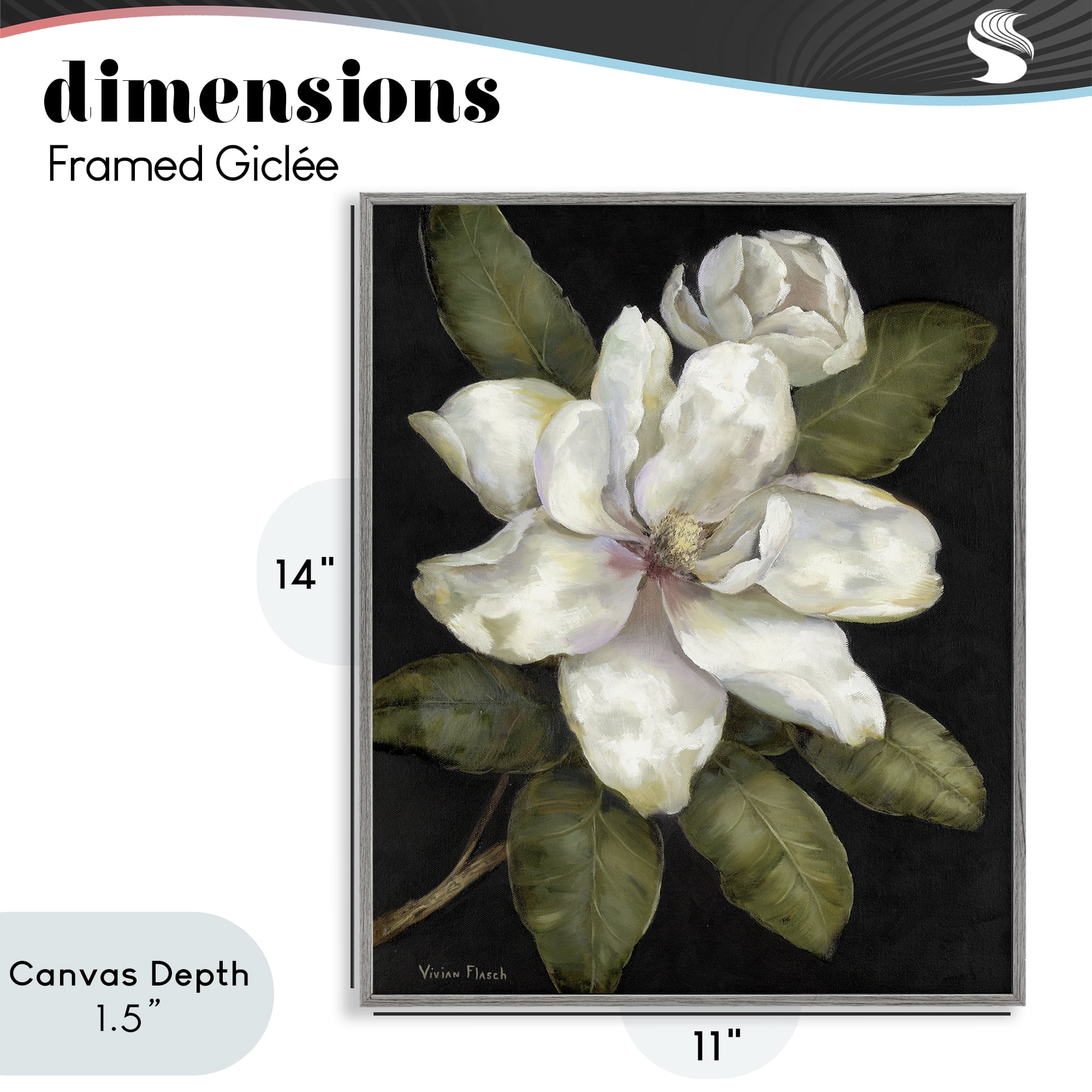 Stupell Industries Budding Magnolia Blooms Gray Framed Giclee Art, design by Nan