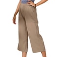 thumbnail image 3 of Grianlook Crop Pants for Women Linen Capris Elastic Waist Wide Leg Pants with Pockets, 3 of 6