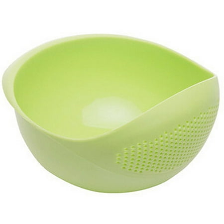 

Leke 1pc Rice Sieve Kitchen Strainer for Draining Rice Fruits & Vegetables - Plastic Colander Basket with Bowl