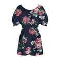 thumbnail image 4 of Giftesty Women's Comfortable Casual Round Neck Short Sleeve Print Strapless Top Blouse, 4 of 5