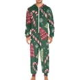 thumbnail image 2 of Red Green Christmas Tree Candy Snowflakes Adult's Hoodie Onesie Jumpsuit One-Piece Pajamas with Zipper Unisex for Holiday XL, 2 of 7