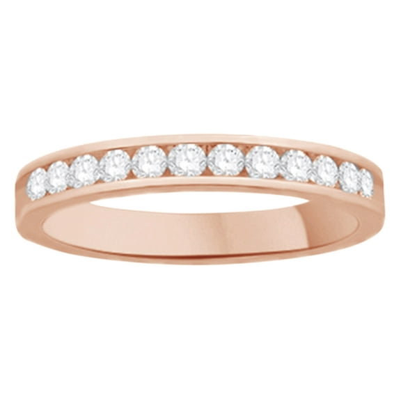 AFFY White Natural Diamond Anniversary Ring In 14k Rose Gold (0.5 Cttw)