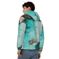 thumbnail image 4 of Zufioo Turquoise Beach Kayaking Print Men's Hooded Cardigan, Zip-up Long-Sleeved Sweatshirt Jacket Sportswear-3X-Large, 4 of 5