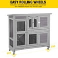 thumbnail image 6 of Aivituvin Two Story Rabbit Hutch Bunny Cage with Wheels, Indoor Outdoor Guinea Pig Cage with 2 Deep No Leak Tray, 6 of 15