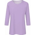 thumbnail image 3 of 3/4 length sleeve womens tops Tunic Tops Loose Fit Blouses Dressy Casual Crew Neck Tees Lightweight Loose Casual Blouses Basic Tunic Tops, 3 of 4