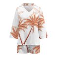 thumbnail image 5 of DHFJKG Women 2 Piece Sets Beach Vacation Outfits Long Sleeve Floral V Neck T Shirts Loose Fit Shorts Set Spring Summer Trendy Outfit, 5 of 6