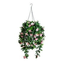 Nearly Natural 34in. UV Resistant Artificial Azalea Hanging Basket (Indoor/Outdoor)
