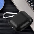thumbnail image 2 of Airpods Case, AirPods Accessories Shockproof Durable Case Charging Cover Portable & Protective Silicone Skin Rubber Gummy Cover Carbon Fiber Black Case with Keychain for Apple Airpods 2 & 1, 2 of 6