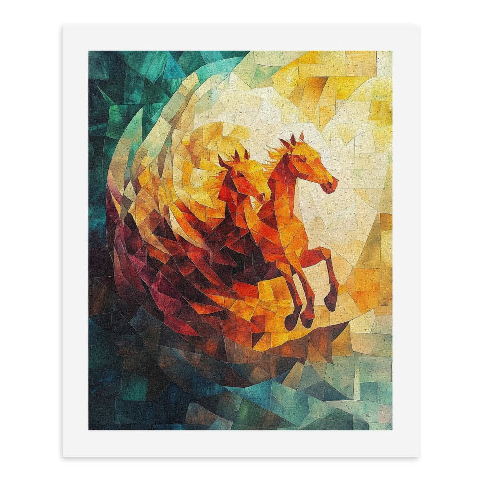 Paint By Numbers Kit for Adults Beginner - DIY Abstract Geometric Horse Art Canvas Painting Kits for Adults, Frameless Paint By Number for Adults for Home Wall Decor 16x20 Inch