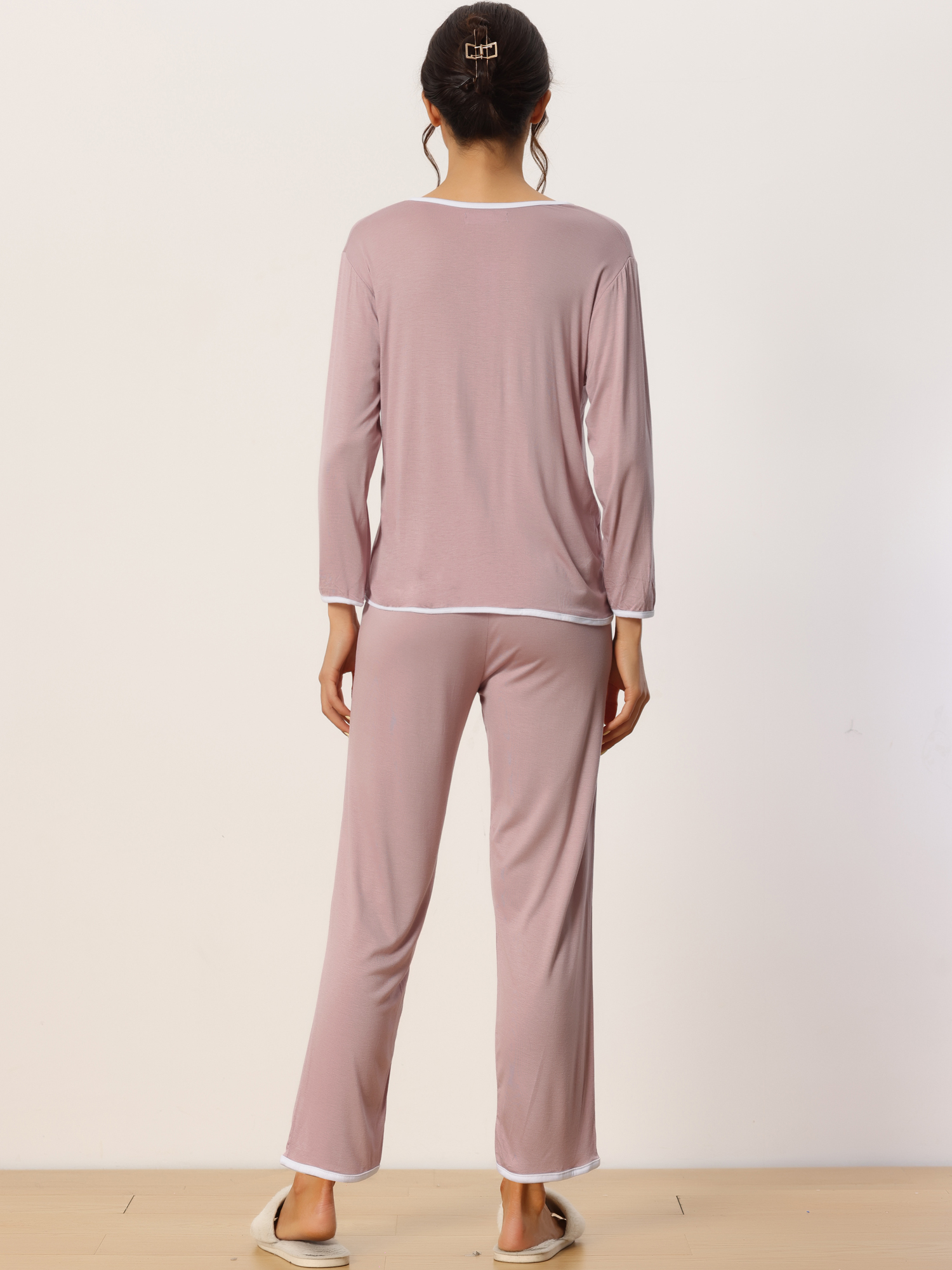 DARING DIVA Women's Long Sleeve Pullover Pajamas Sets XL Pink