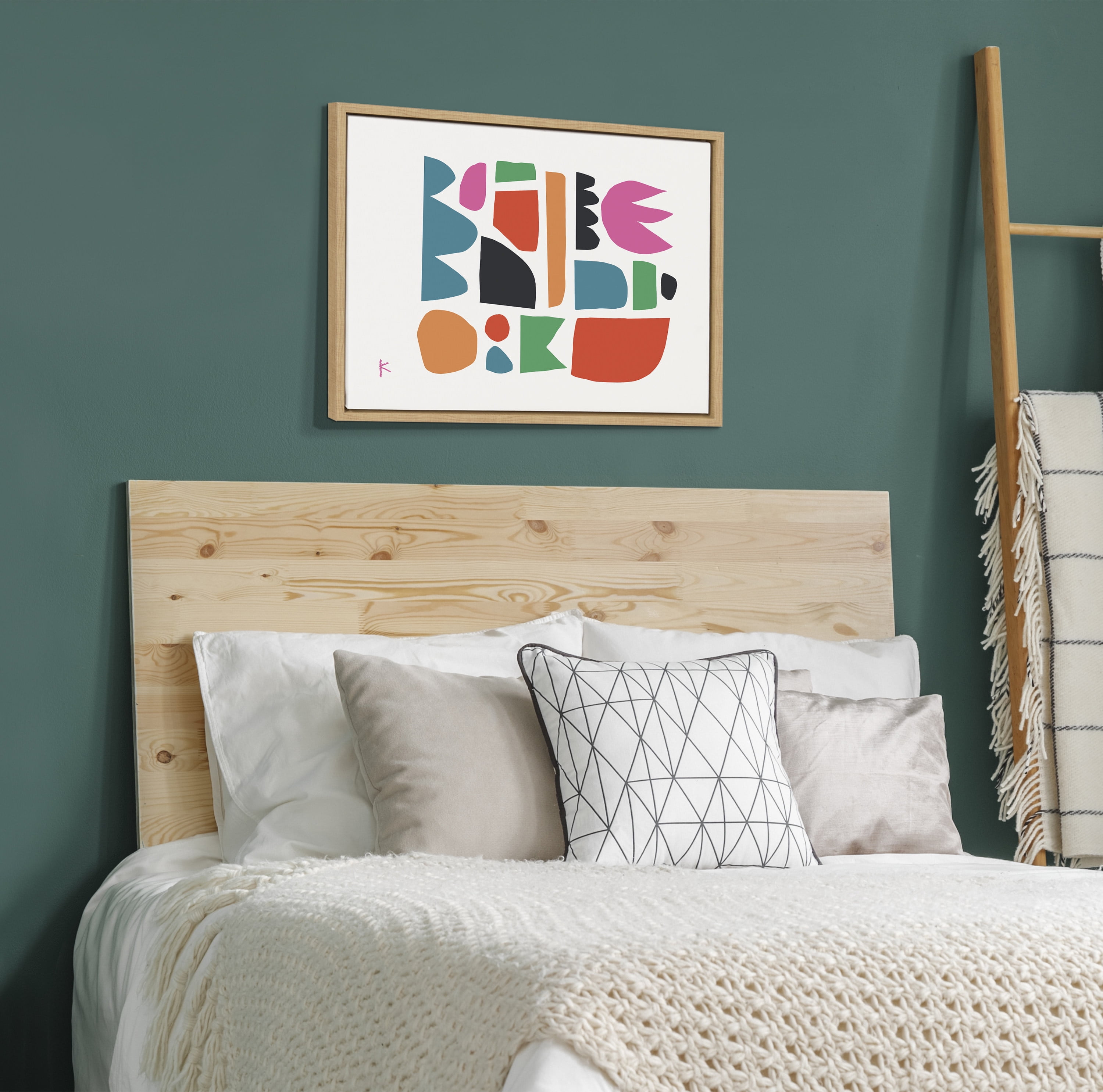 Kate and Laurel Sylvie Spring Framed Canvas Wall Art by Kelly Knaga 18x24 Natural Decorative Abstract Art for Wall