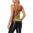 thumbnail image 2 of INSPIRE CHIC Women's Sequin Mesh Panel Sleeveless Clue Cami Top XS Brown Blue, 2 of 3