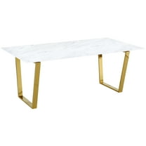 Modern Gold Dining Table - Marble Top, Stainless Steel Base - Elegant Dining Room Furniture