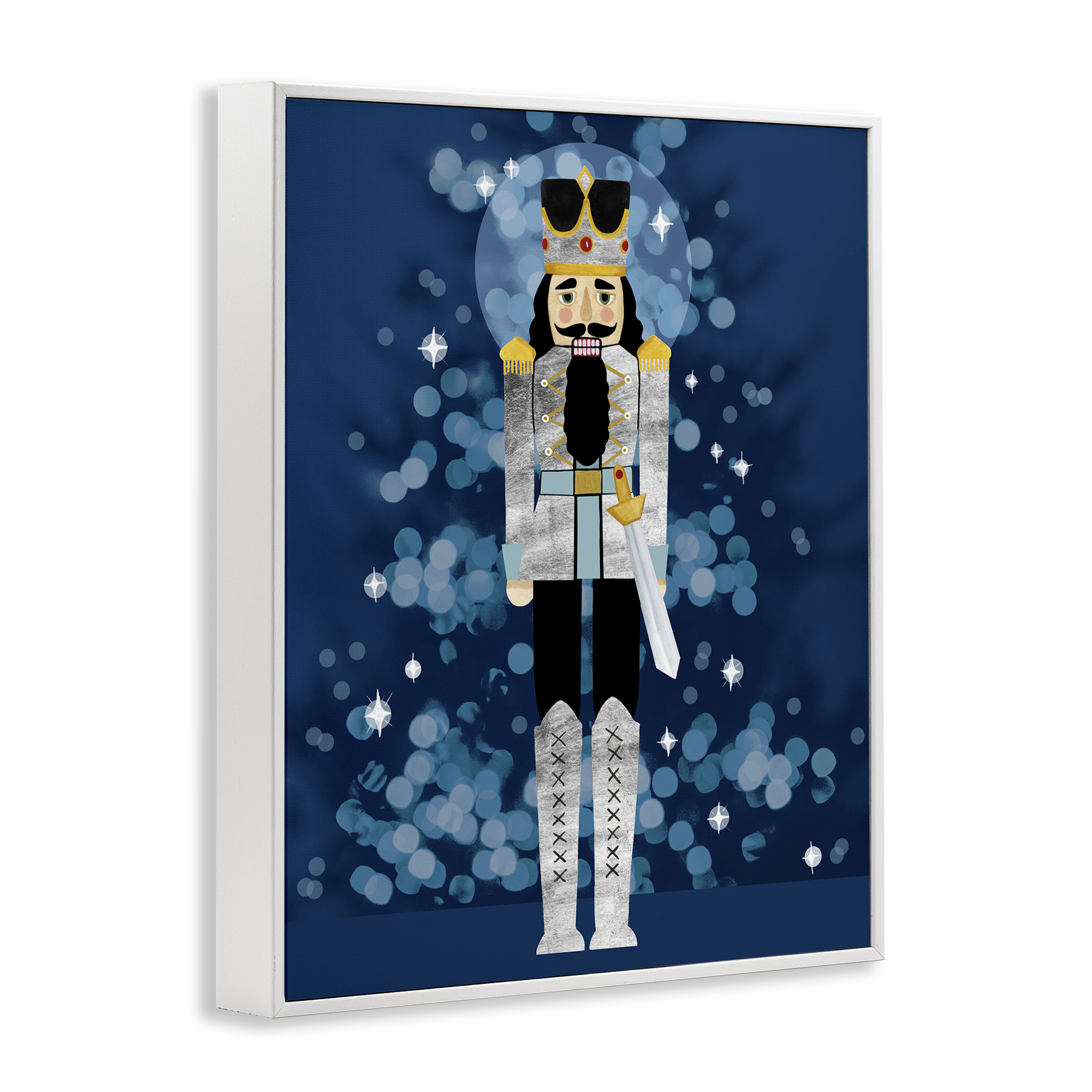 Stupell Industries Seasonal Modern Nutcracker Holiday Painting White Framed Art Print Wall Art, 24 x 30