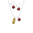 thumbnail image 2 of Delight Jewelry Silvertone Yellow Paw Flip Flop Red Lucky Ladybug Necklace and Dangle Earrings Set, 2 of 6