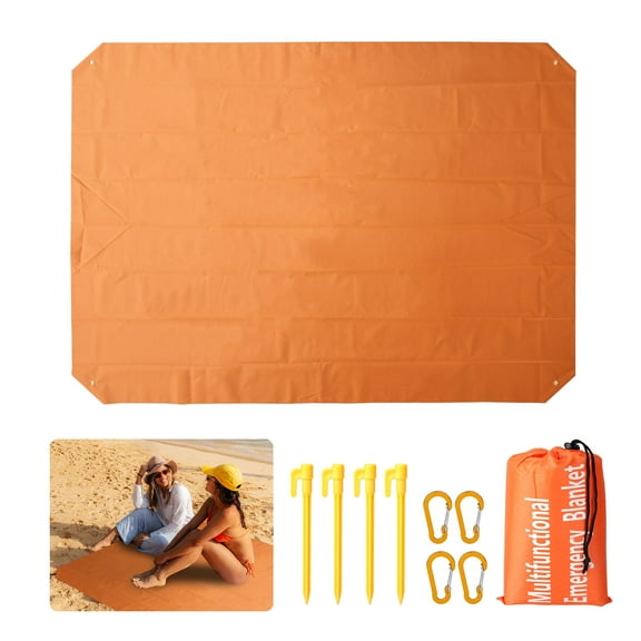 Large Picnic Blankets, EEEkit 78.7 x 59'' Sandproof Beach Blanket Outdoor Camping Mat, Orange