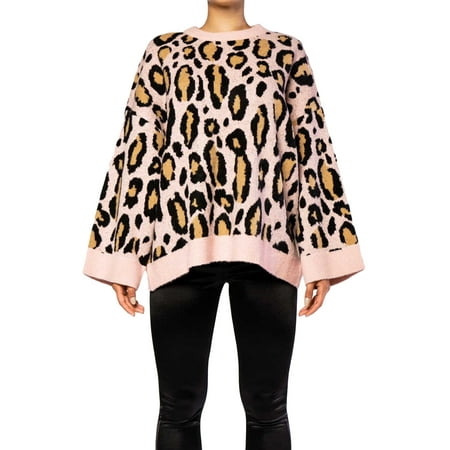 Rehab Lab Women's Leopard Cheetah Print Oversized Knit Sweater