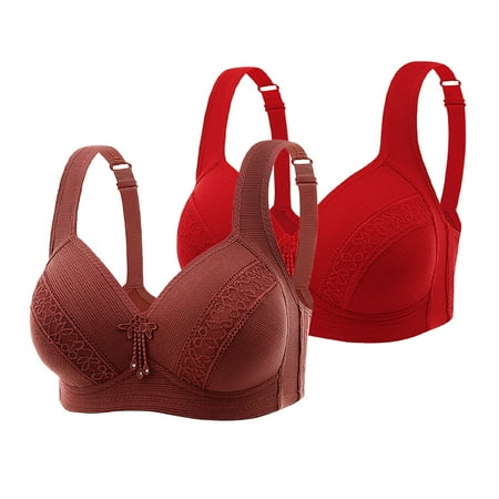 Elvqul Bras Women Comfort Wireless 2 Pack Dark Blue Breathable Bralette Plus Size Lightweight Solid Nylon Underwear Bras
