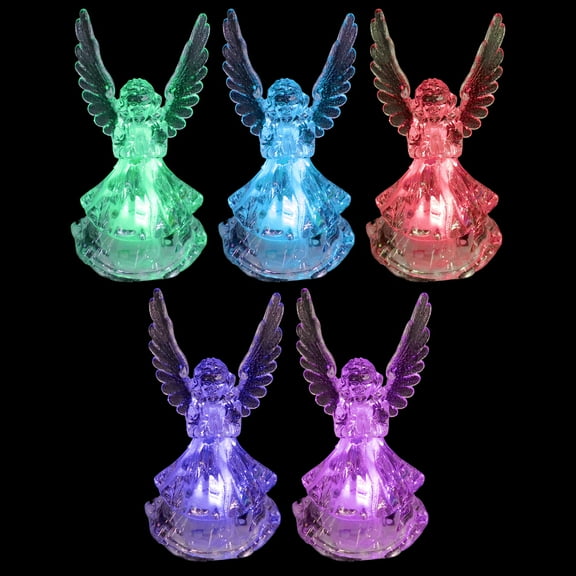 Raindrops 5Pcs Lighted Angels Figurines Lamp Colorful Transparent Acrylic For Christmas Party Home Decoration
