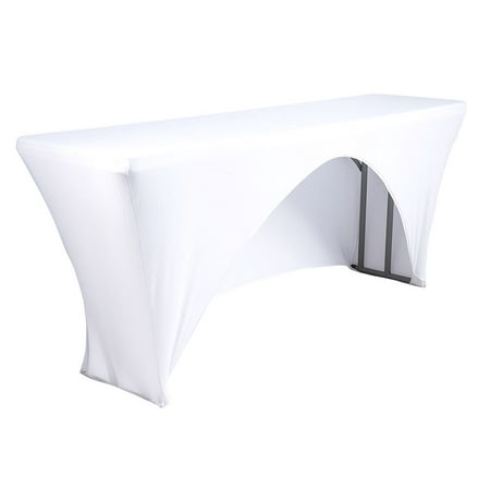 

Wedding Linens Inc 8 Ft x 18 inches Spandex Open Back Table Covers for Classroom/Trade Show Table - White