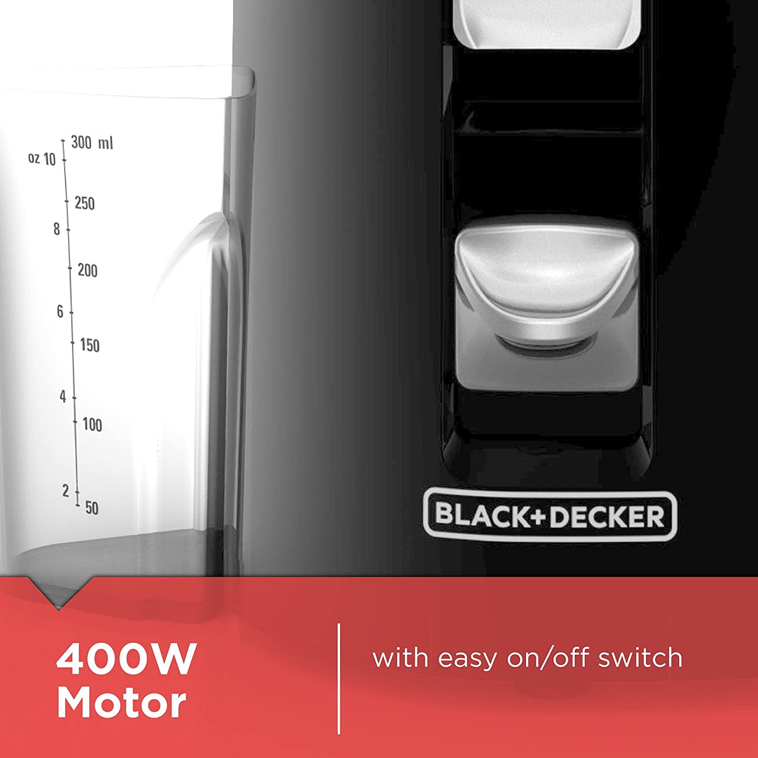 BLACK+DECKER 400-Watt Fruit and Vegetable Juice Extractor, Black, JE2200B