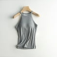 thumbnail image 3 of MESSUEN Camisole with Built in Bra Halter Tops for Women with Built in Bra Crew Neck Camisole with Bra Pads Bra One Vest Camisole Casual Blouses for Women Casual Tops for Women Gray M, 3 of 6