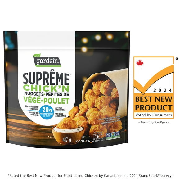 Pépites de végé-poulet SuprêmeMC Gardein®, Kosher, Toujours Végétalien, Project Sans OGM, 20g de Protéins, 417 g Gardein Suprême Chick'n Pépites de Végé-Poulet