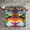 thumbnail image 3 of Ambesonne Tiger Quilted Bedspread Set 3 Pcs, Abstract Portrait Animal, Queen Size, Multicolor, 3 of 3