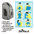 thumbnail image 3 of Skyrest Inflatable Travel Pillow - Airplane Pillow/ Plane Pillow for Neck Support on Long Flights, Buses, Cars, Office & Trains - Comes with Eye Mask, Earplugs & Portable Drawstring Bag - Black, 3 of 12